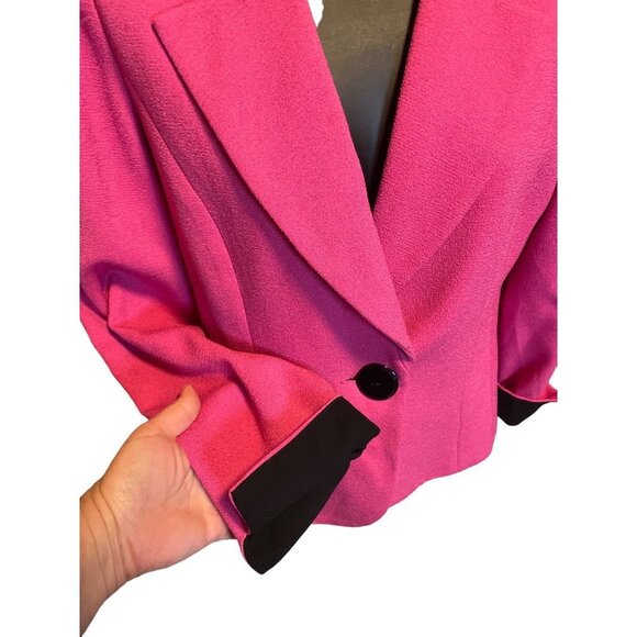 Jessica Howard Barbie Pink Single Button Black Cuff Blazer Sz 8 - Picture 4 of 8